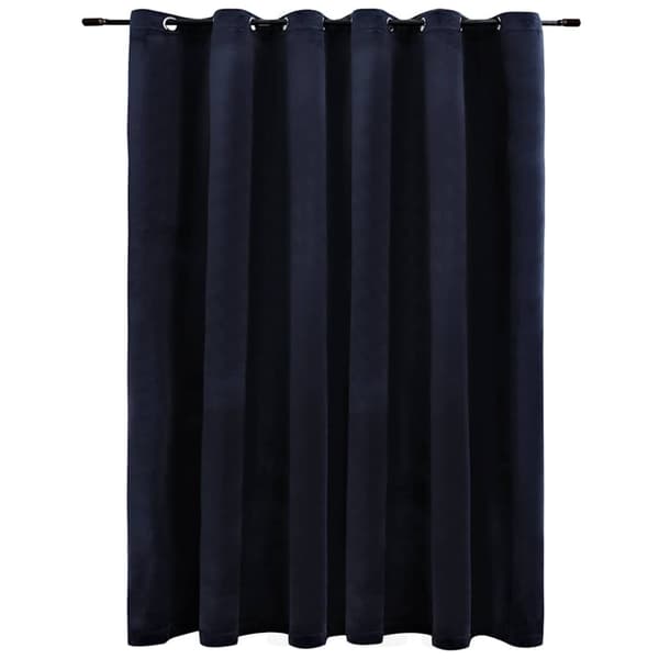 vidaXL Lystett gardin med metallringer fløyel svart 290x245 cm