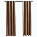 Miniatyrbilde 1 av 6: vidaXL Lystette gardiner med ringer 2 stk fløyel beige 140x175 cm