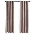 Miniatyrbilde 1 av 6: vidaXL Lystette gardiner med metallringer 2 stk gråbrun 140x245 cm