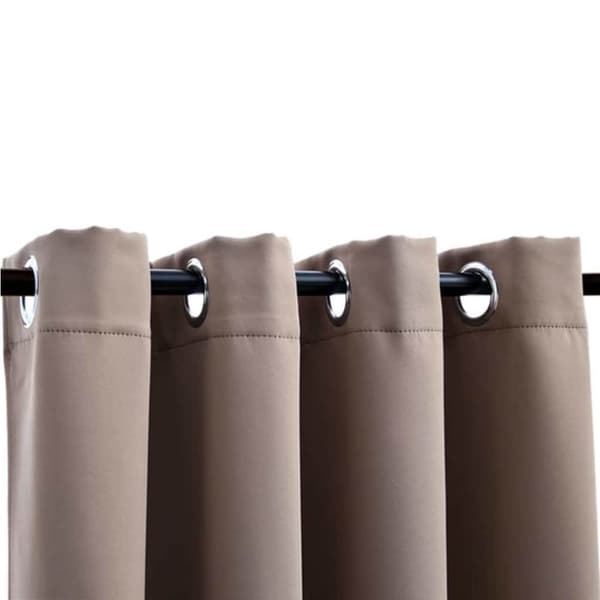 vidaXL Lystette gardiner med metallringer 2 stk gråbrun 140x225 cm