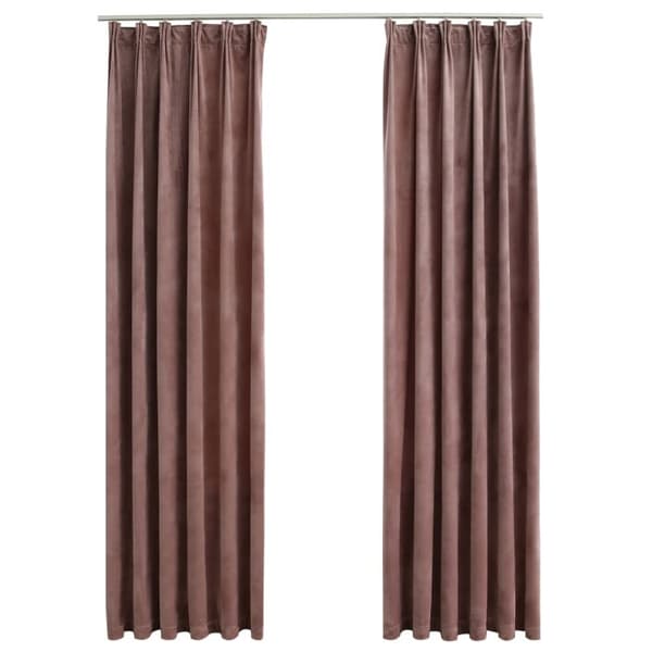 vidaXL Lystette gardiner med kroker 2 stk fløyel antikk rosa 140x245cm