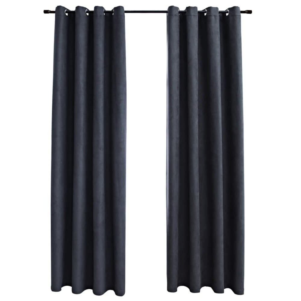 vidaXL Mörkläggningsgardiner med metallringar 2 st antracit 140x245 cm