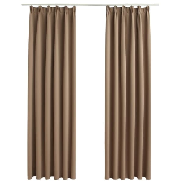 vidaXL Lystette gardiner med kroker 2 stk gråbrun 140x225 cm