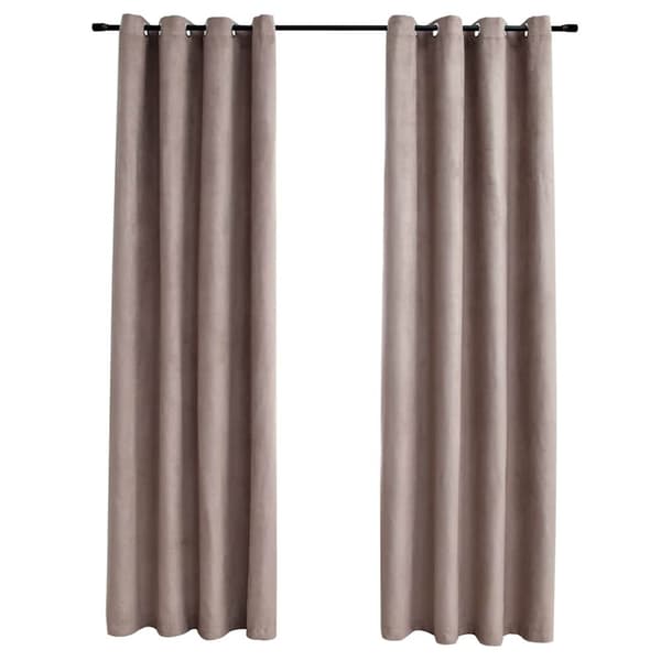 vidaXL Lystette gardiner med metallringer 2 stk gråbrun 140x225 cm