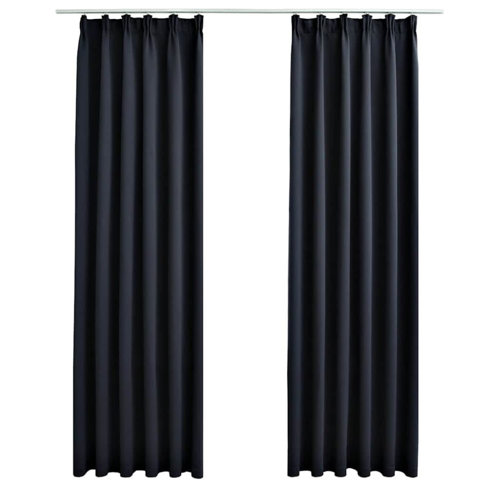 vidaXL Mörkläggningsgardiner med krokar 2 st antracit 140x175 cm