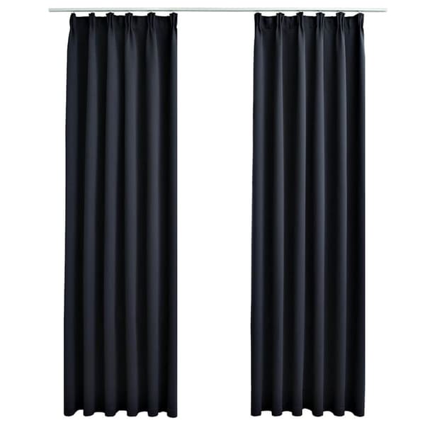 vidaXL Lystette gardiner med kroker 2 stk antrasitt 140x175 cm