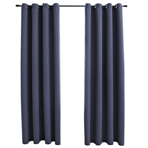 vidaXL Lystette gardiner med metallringer 2 stk antrasitt 140x225 cm
