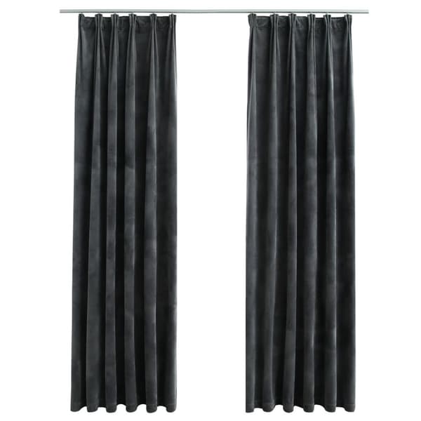 vidaXL Lystette gardiner med kroker 2 stk fløyel antrasitt 140x225 cm