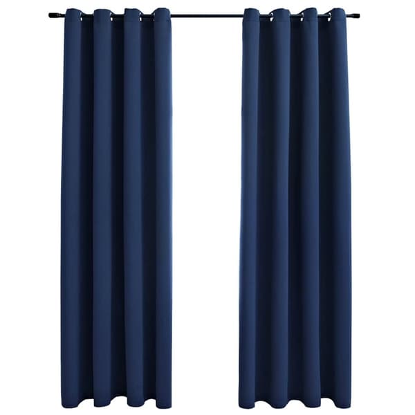 vidaXL Lystette gardiner med metallringer 2 stk blå 140x225 cm