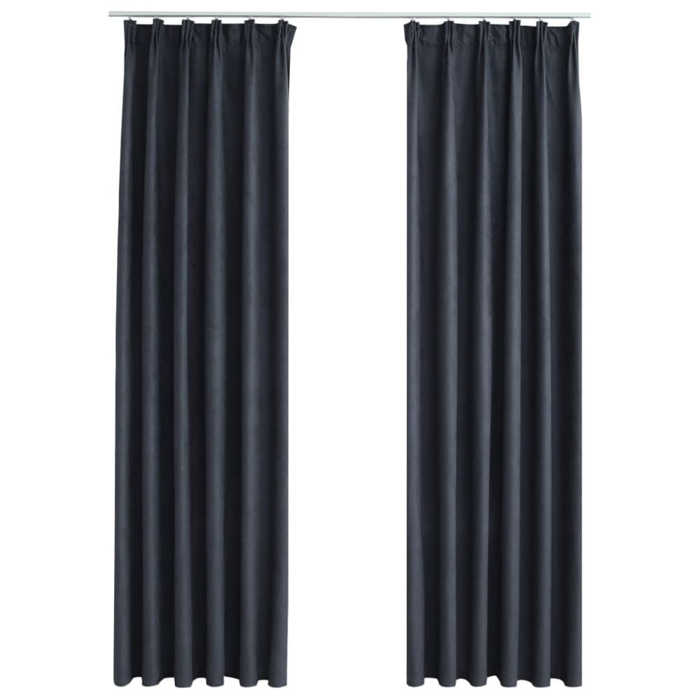 vidaXL Mörkläggningsgardiner med krokar 2 st antracit 140x245 cm