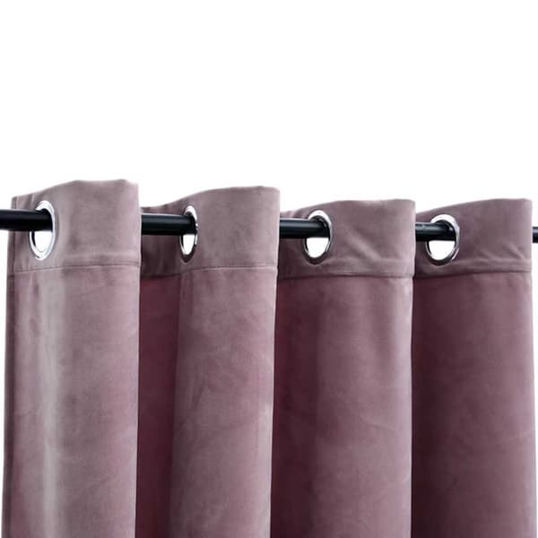 vidaXL Mörkläggningsgardiner med ringar 2 st rosa sammet 140x245 cm
