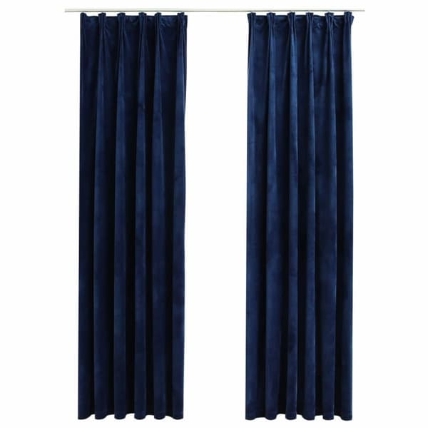 vidaXL mørklægningsgardiner med kroge 2 stk. 140 x 175 cm fløjl blå