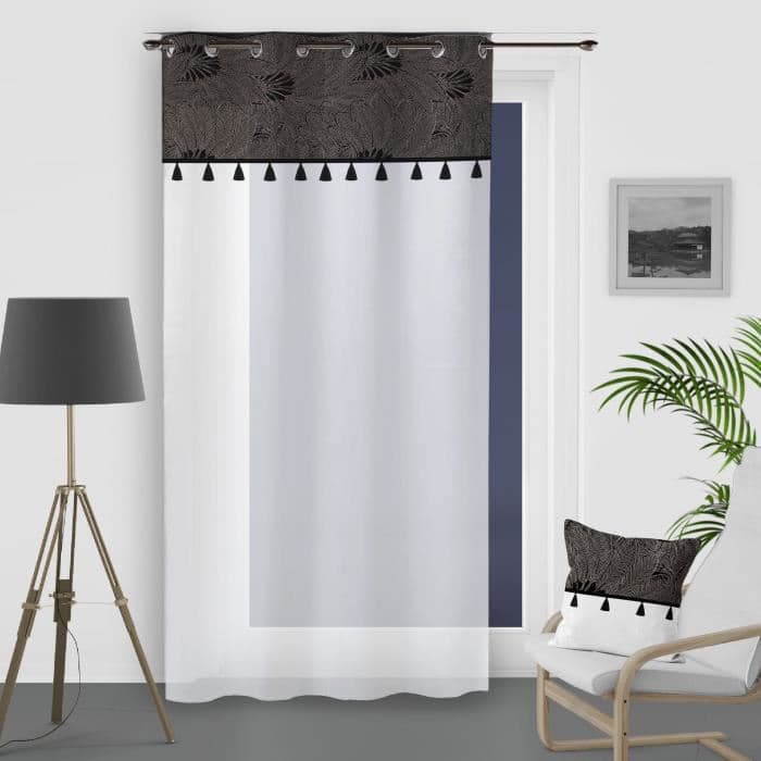 SOLEIL D'OCRE Oasis -rengasverho - 100% puuvillaa - 135 x 250 cm - musta