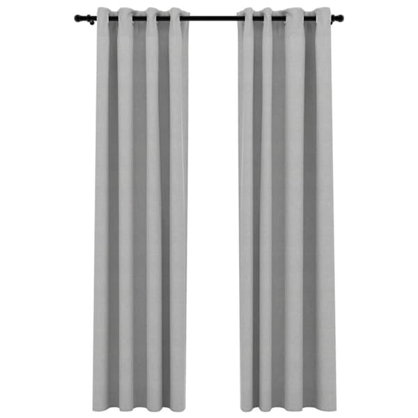 vidaXL Lystette gardiner med maljer og lin-design 2 stk grå 140x245 cm