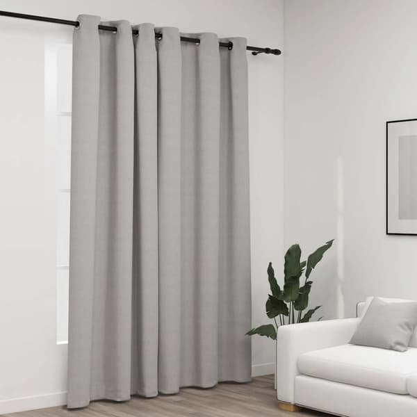 vidaXL mørklægningsgardin med øjer 290x245 cm hør-look grå