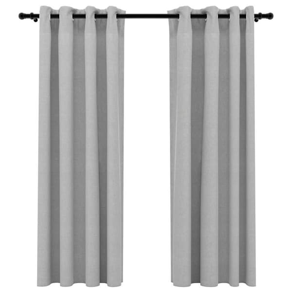 vidaXL mørklægningsgardiner med øjer 2 stk. hør-look 140x175 cm grå