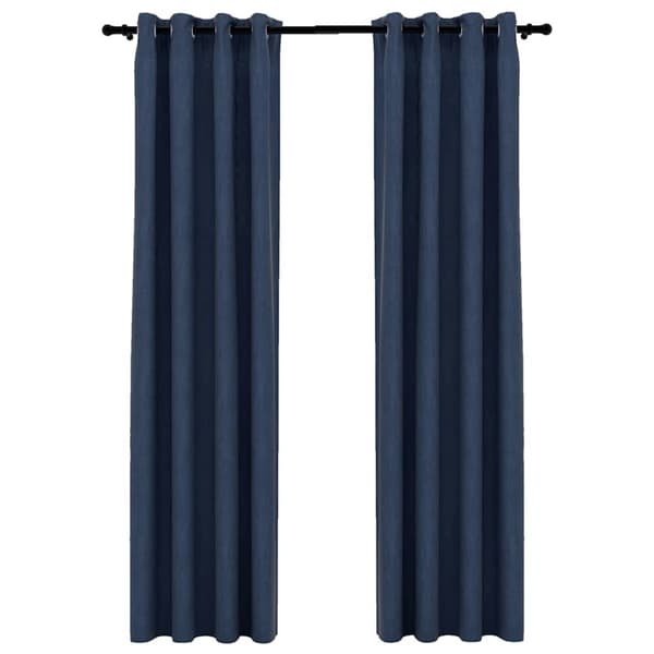 vidaXL Lystette gardiner maljer og lin-design 2 stk blå 140x245 cm