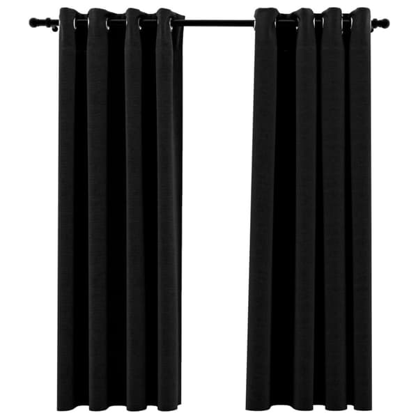 vidaXL Mörkläggningsgardin linnelook 2 st antracit 140x175cm