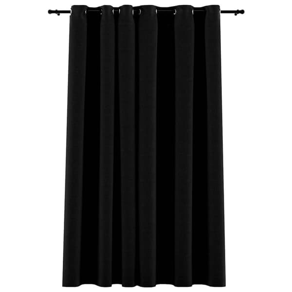 vidaXL Lystett gardin med maljer og lin-design svart 290x245 cm