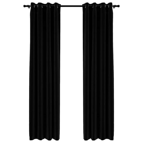 vidaXL Mörkläggningsgardin med öljetter linnelook 2 st svart 140x245cm