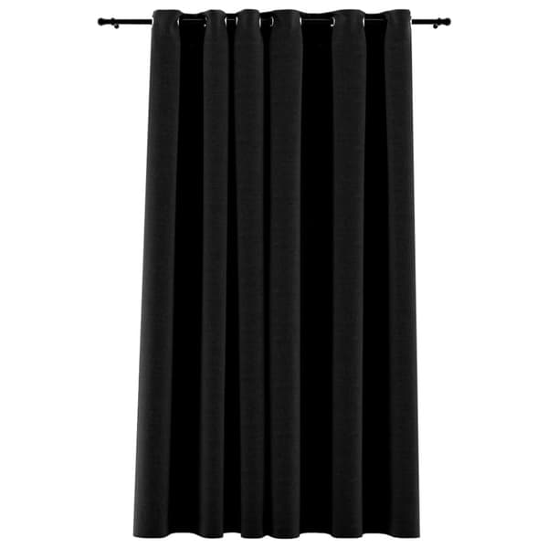 vidaXL Lystette gardiner med maljer og lin-design antrasitt 290x245 cm
