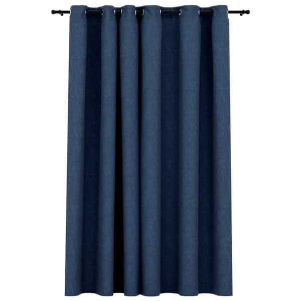 vidaXL Lystette gardiner med maljer og lin-design blå 290x245 cm