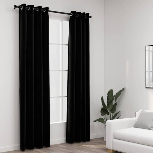 vidaXL Pellavamaiset pimennysverhot renkailla 2 kpl musta 140x225 cm
