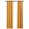 Pikkukuva 3 / 6: vidaXL Pellavamaiset pimennysverhot renkailla 2kpl keltainen 140x225cm