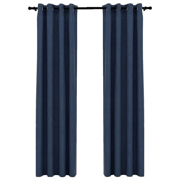 vidaXL Pellavamaiset pimennysverhot renkailla 2 kpl sininen 140x225 cm