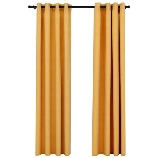 vidaXL mørklægningsgardiner med øjer 2 stk. hør-look 140x245 cm gul