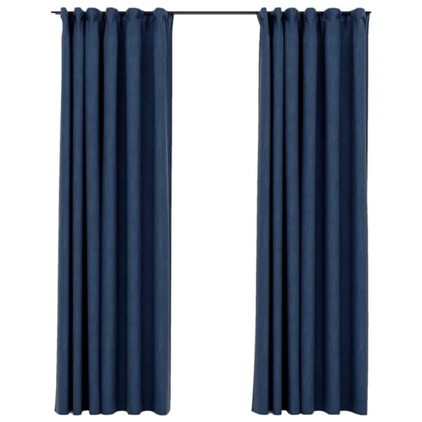 vidaXL Pellavamaiset pimennysverhot koukuilla 2 kpl sininen 140x245 cm
