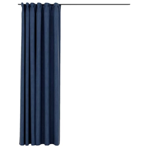 vidaXL Lystett gardin med kroker og lin-design blå 290x245 cm