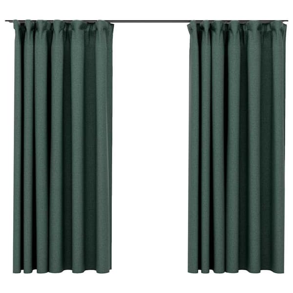 vidaXL Lystette gardiner kroker og lin-design 2 stk grønn 140x175 cm