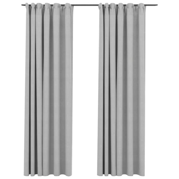 vidaXL Pellavamaiset pimennysverhot koukuilla 2 kpl harmaa 140x245 cm