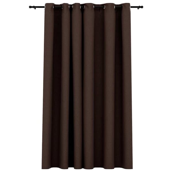 vidaXL Lystett gardin med maljer og lin-design gråbrun 290x245 cm