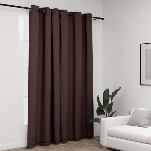 vidaXL Pellavamainen pimennysverho purjerenkailla rusk/harm 290x245 cm
