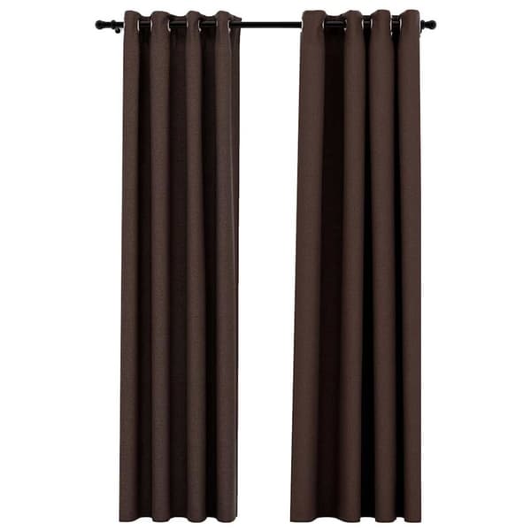 vidaXL Lystette gardiner maljer og lin-design 2 stk gråbrun 140x245 cm