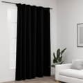Miniatyrbilde 2 av 6: vidaXL Lystett gardin med kroker og lin-design svart 290x245 cm