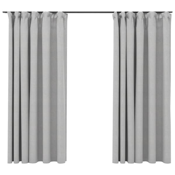 vidaXL Pellavamaiset pimennysverhot koukuilla 2 kpl harmaa 140x175 cm