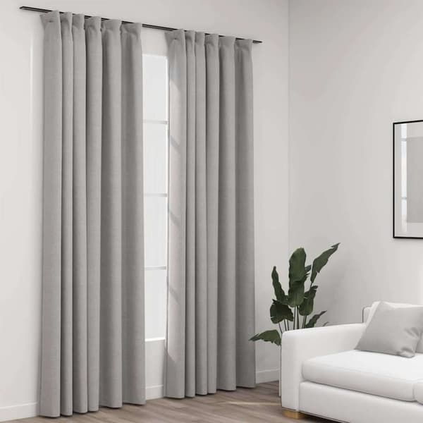 vidaXL Pellavamaiset pimennysverhot koukuilla 2 kpl harmaa 140x225 cm
