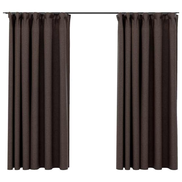 vidaXL Pellavamaiset pimennysverhot koukuilla 2kpl rusk/harm 140x175cm