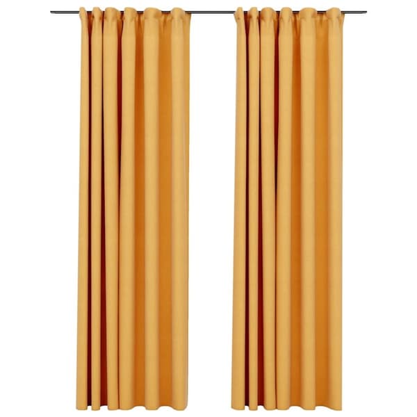 vidaXL mørklægningsgardiner med kroge 2 stk. hør-look 140x245 cm gul