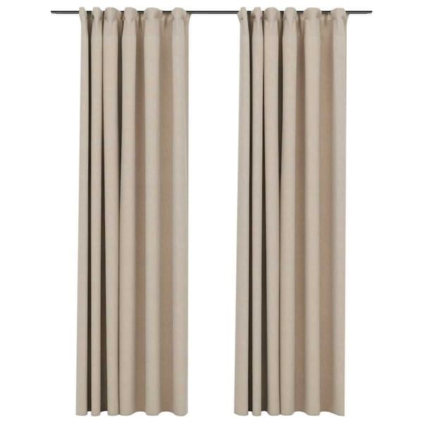 vidaXL mørklægningsgardiner med kroge 2 stk. hør-look 140x245 cm beige
