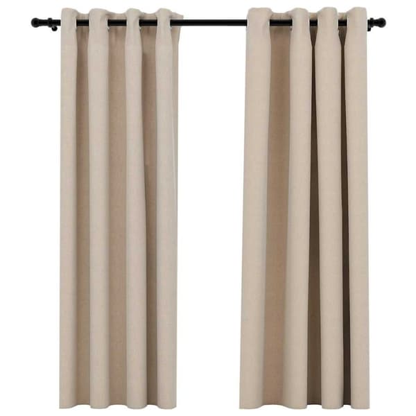 vidaXL mørklægningsgardiner med øjer 2 stk. hør-look 140x175 cm beige