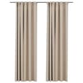Pikkukuva 1 / 6: vidaXL Pellavamaiset pimennysverhot koukuilla 2 kpl beige 140x225 cm