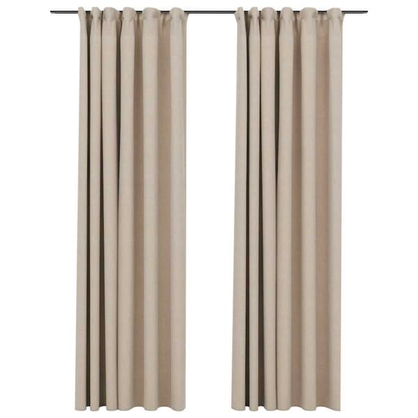 vidaXL Pellavamaiset pimennysverhot koukuilla 2 kpl beige 140x225 cm