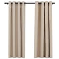 Miniatyrbilde 3 av 6: vidaXL Lystette gardiner maljer og lin-design 2 stk beige 140x175 cm