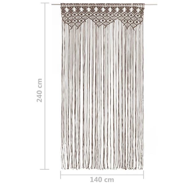 vidaXL Makramé gardin gråbrun 140x240 cm bomull