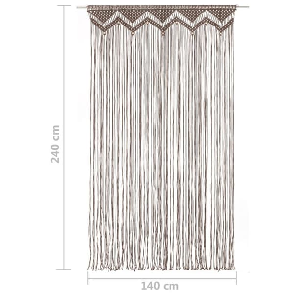 vidaXL Macrame verho harmaanruskea 140x240 cm puuvilla