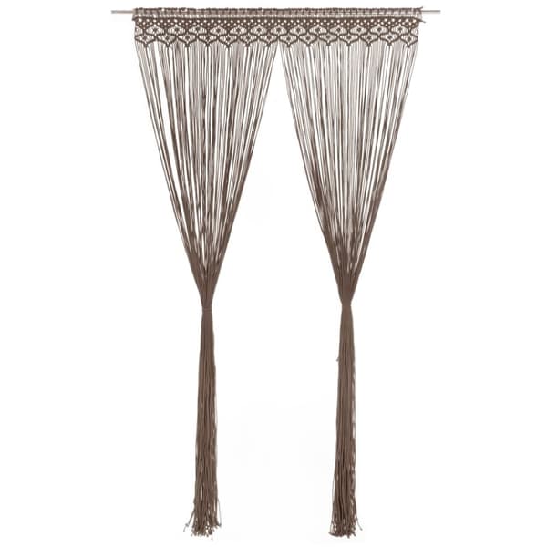 vidaXL Macrame verho harmaanruskea 140x240 cm puuvilla